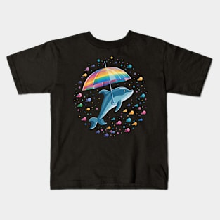 Porpoise Rainy Day With Umbrella Kids T-Shirt